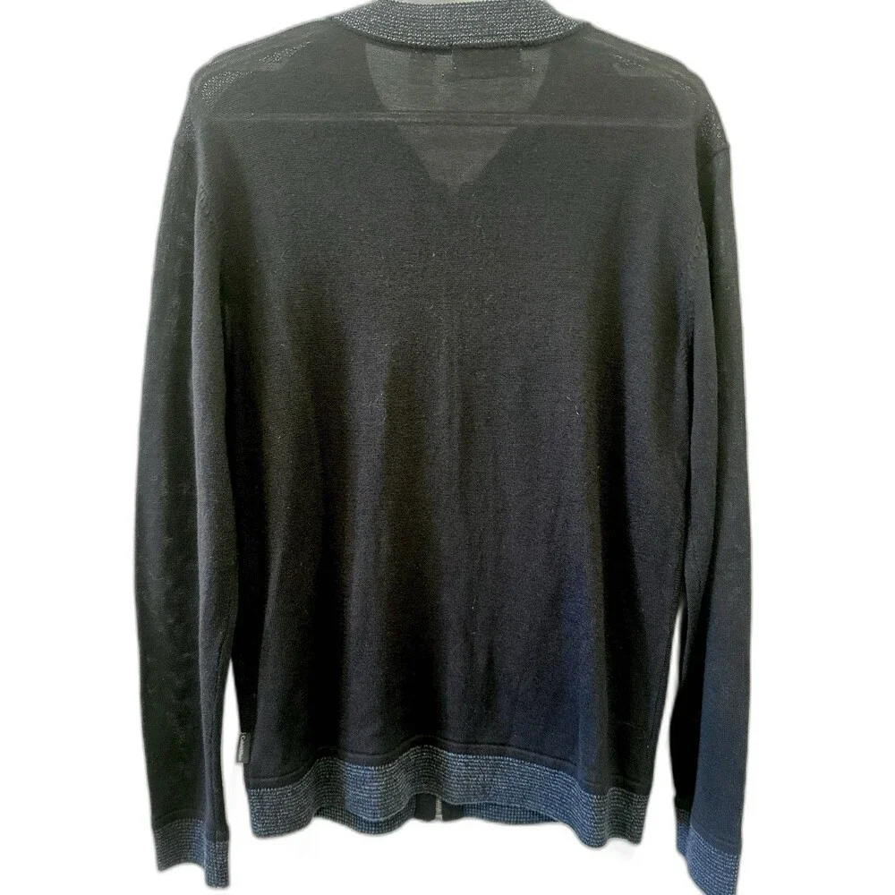 Calvin Klein Men’s Merino Wool Zip Sweater Jacket Navy Blue Size M